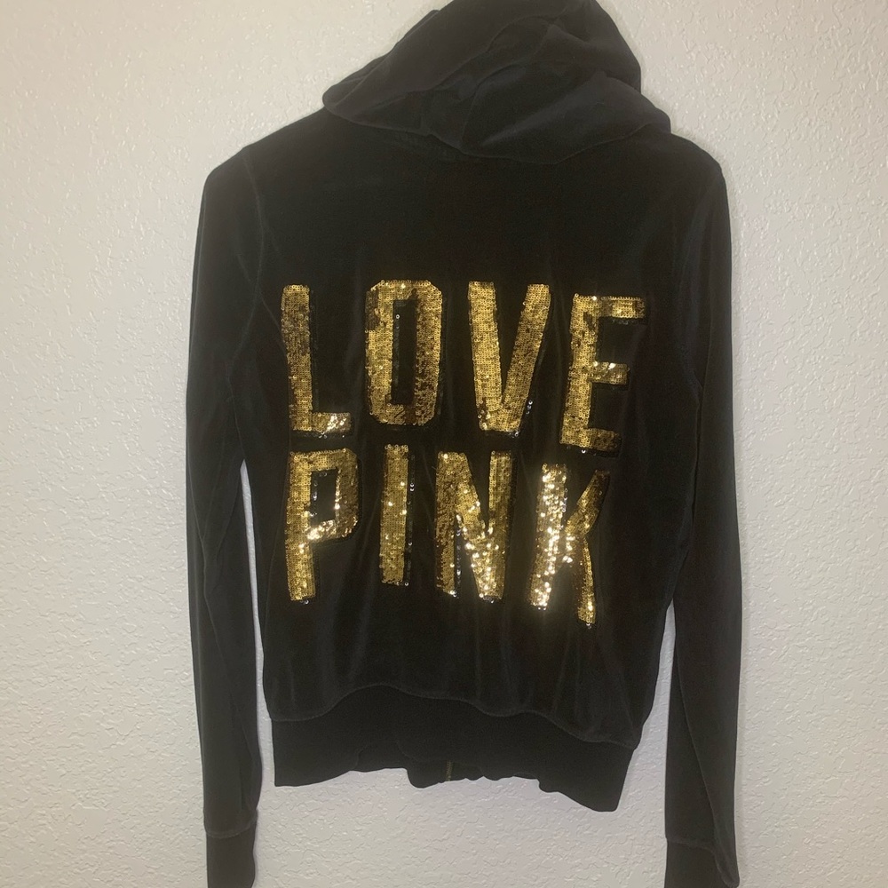 PINK by VS Black Velour Track Suit Jacket